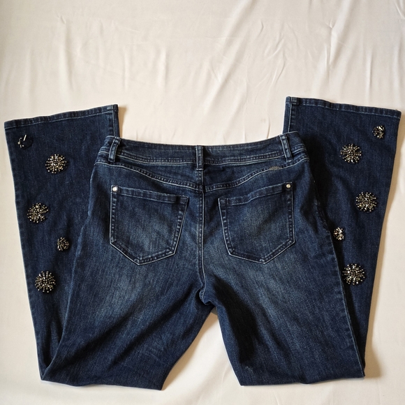 INC International Concepts Denim - INC International Concepts Dark Blue Embellished Boot Cut Jeans